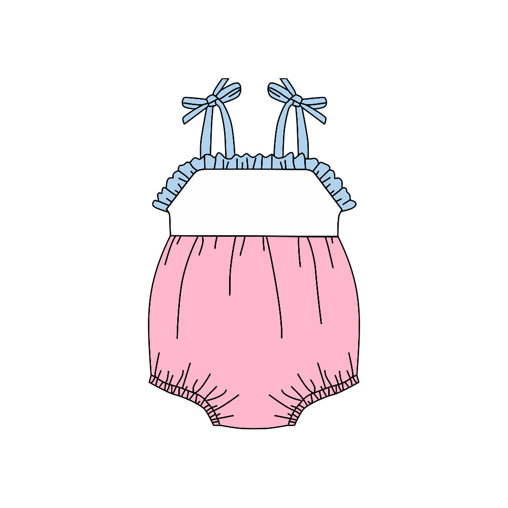 Preorder(moq 5)Baby Infant Girls Straps Pink Blue Summer Rompers
