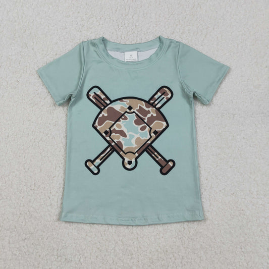 Baby Boys Short Sleeve Camo Baseballs Team T-shirts Top