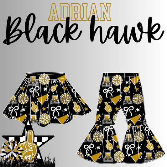 Preorder(moq 8 Each)Baby Girls Adrian Black Hawk Skorts and Pants Team