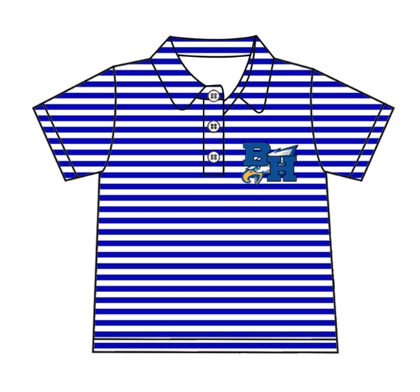 Preorder(moq 5) Baby Boys Blue Stripes BH Eagles Team Short Sleeve Tee Pullovers Shirts Tops