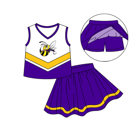 Baby Girls Bee Purple Cheerleader Skirts Team Clothing Sets preorder(moq 5)