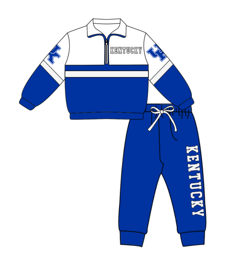 Preorder (moq 5)Baby Boys Kentucky Zipper Pullover Jogger Pants Team Clothes Set