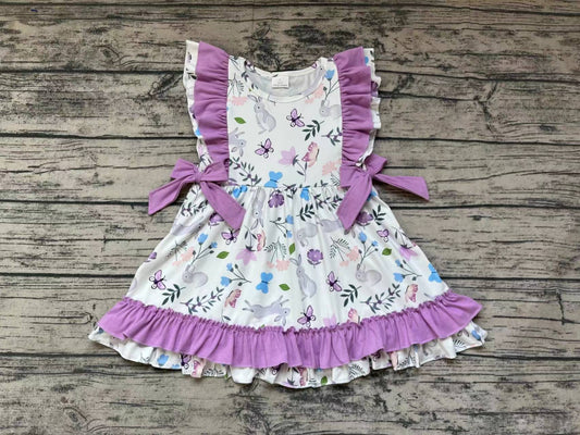 Baby Girls Easter Rabbits Bows Ruffle Knee Length Dresses