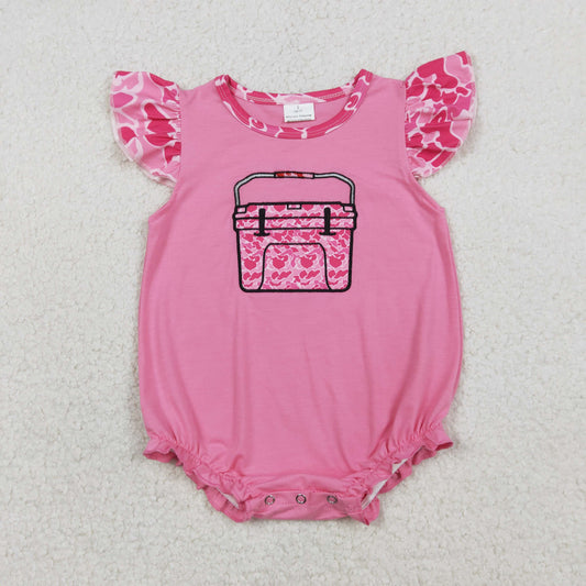 Embroidery Pink Camo Boxes Baby Girls Hunting Ruffle Rompers