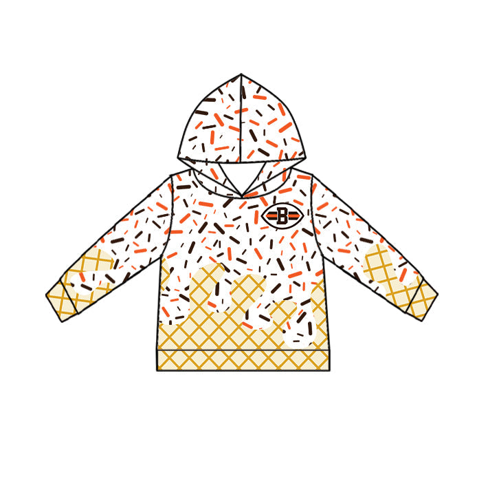 Preorder (moq 5)Baby Boys Drip Sprinkles Cleveland Browns Team Long Sleeves Hoodies Top