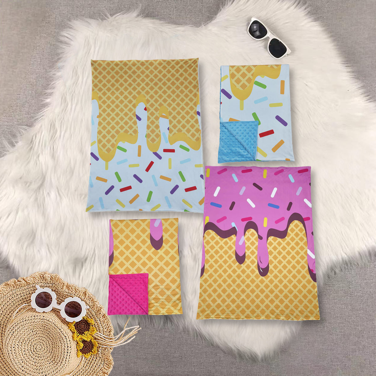 Sibling Baby Kids Team Sprinkles Drips Blankets