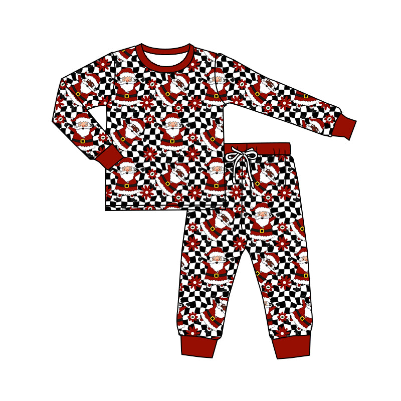 Baby Girls Christmas Santa Long Sleeve Top Pants Pajamas Clothes Sets Preorder(moq 5)