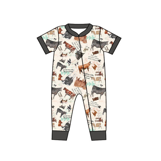 Baby Infant Boys Cows Zip Summer Rompers preorder(moq 5)