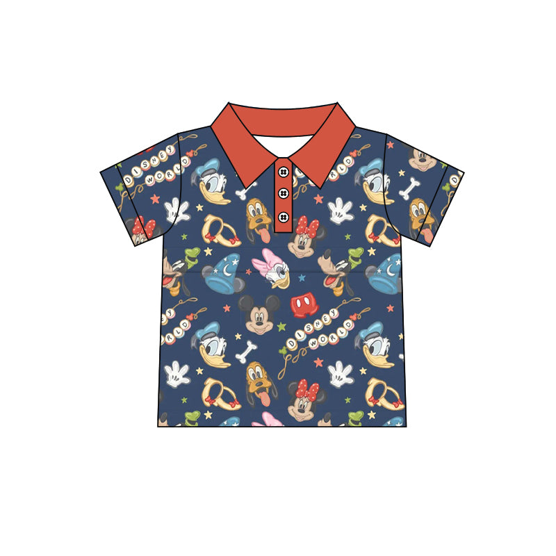 Preorder moq 5 Baby Boys Short Sleeve Cartoon Mouses Button Polo Shirt Top