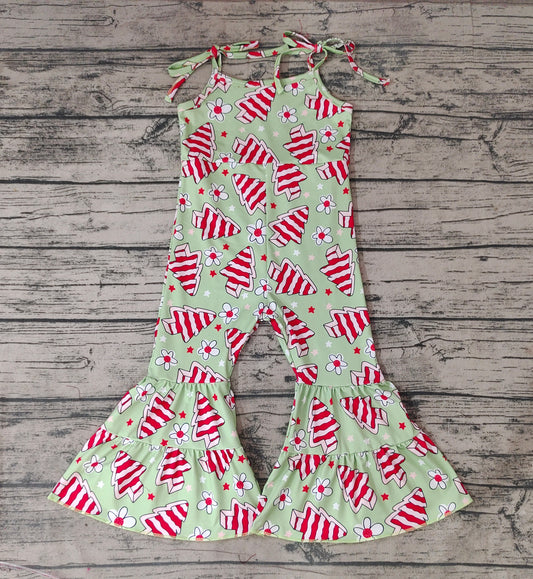 Baby Girls Christmas Tree Cake Straps Bell Bottom Jumpsuits