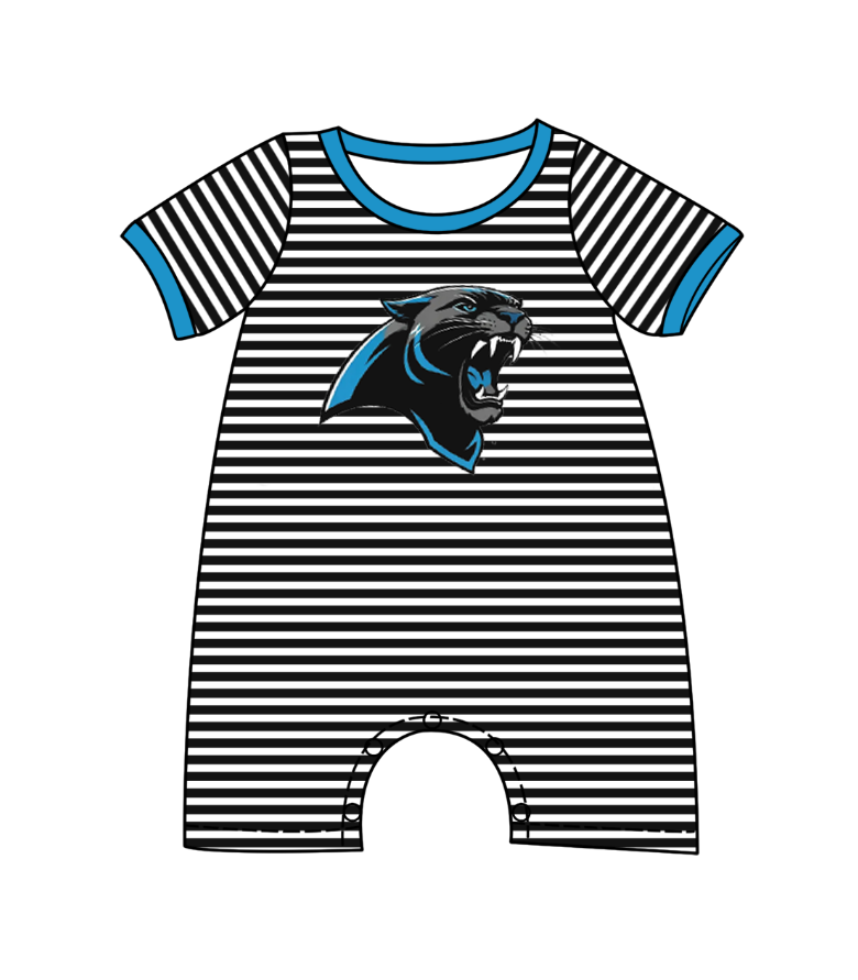 preorder(moq 5) Baby Boys Short Sleeve Black Stripe Leopard Team Rompers