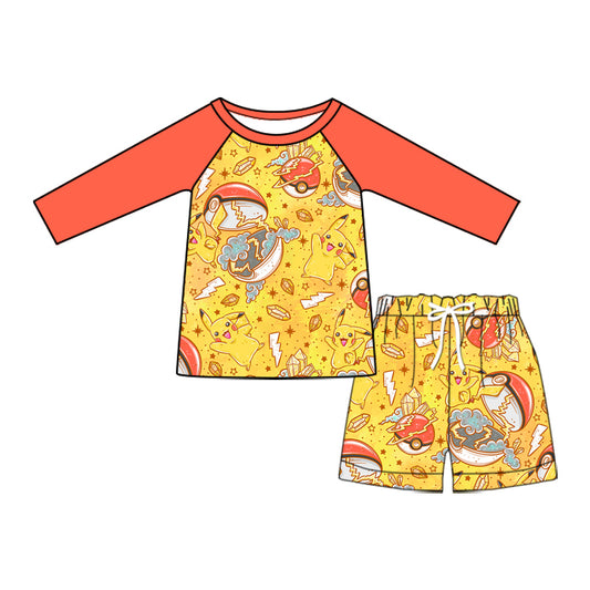 Preorder (moq 5)Baby Boys Cartoon Cats Long Sleeve Top Two Pieces Swimsuits