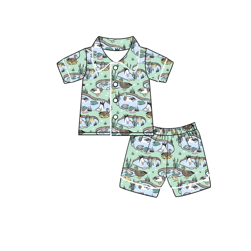 Baby Girls Ducks Short Sleeve Top Shorts Pajamas Clothes Sets preorder (moq 5)