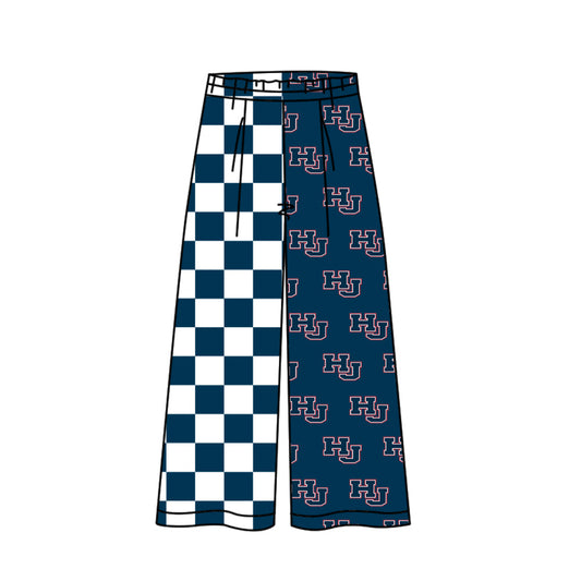Preorder (moq 5)Baby Girls Hot Blue Checked HJ Team Flare Pants Bottom