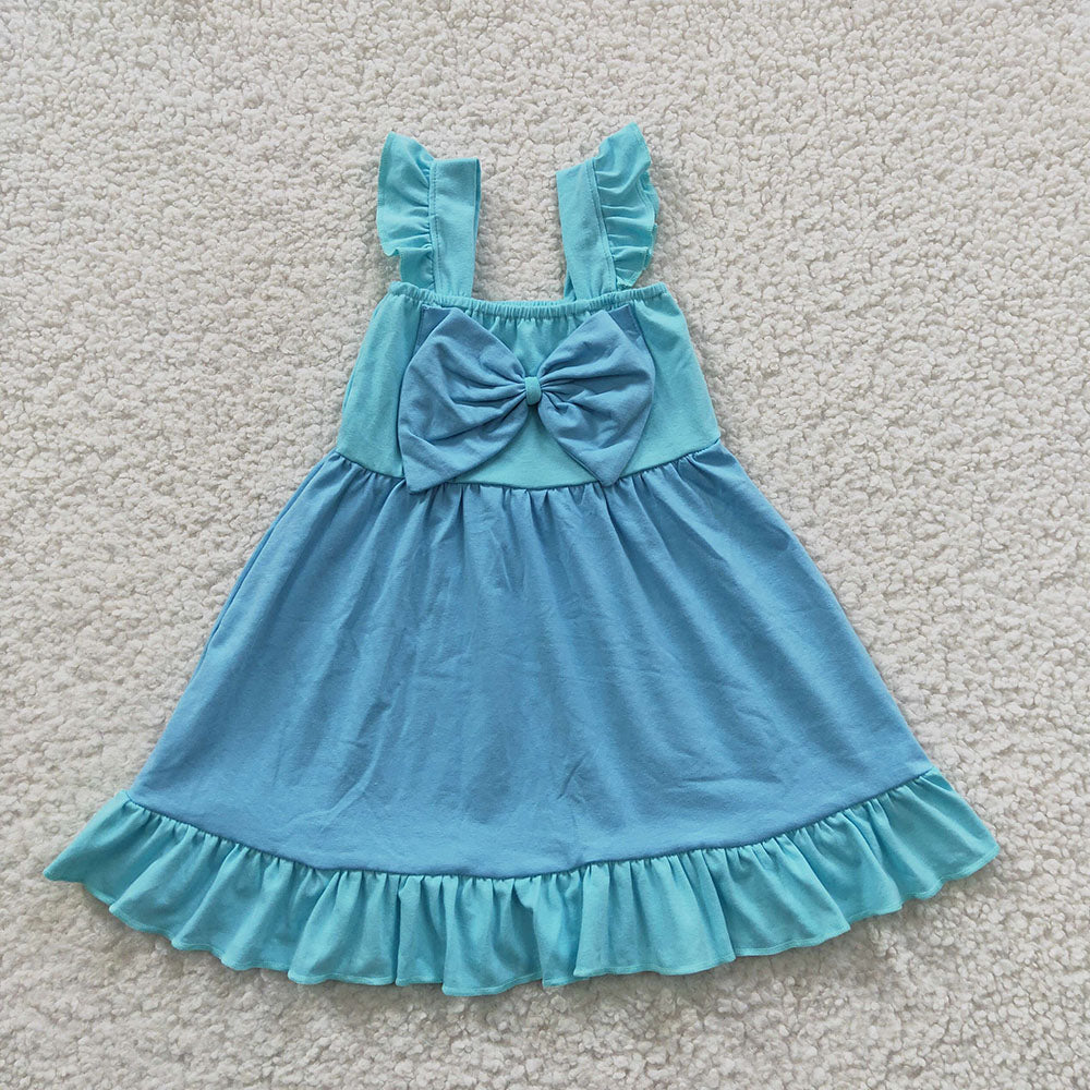 Baby Girls Princess Sibling Bow Summer Knee Length Dresses