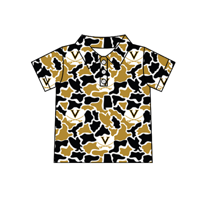 Preorder (moq 5)Baby Boys Short Sleeve Colorful Camo Team Button Polo Shirts Tops