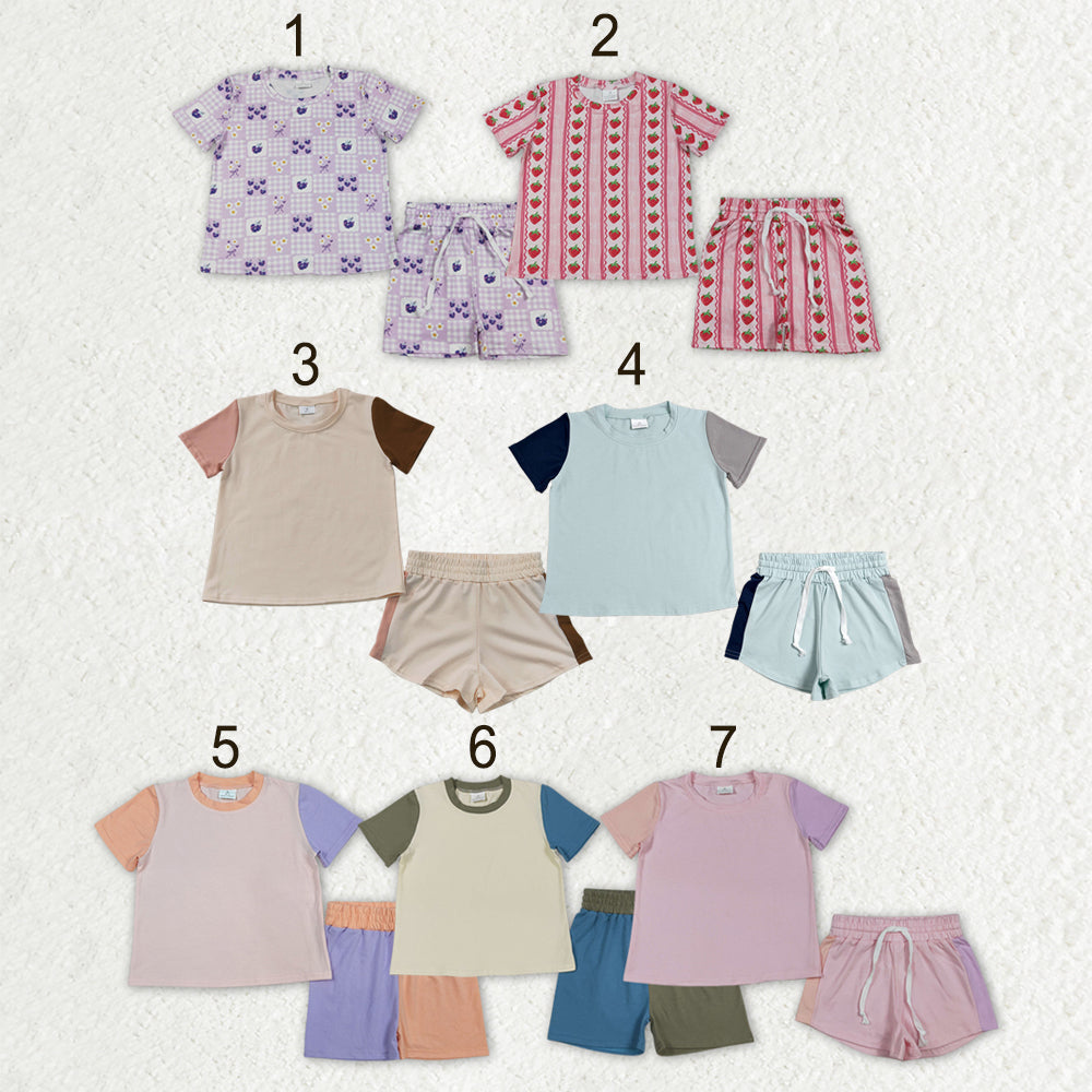 Sibling Baby Kids Patchwork Flowers Shirt Top Shorts Slouchy Clothes Sets