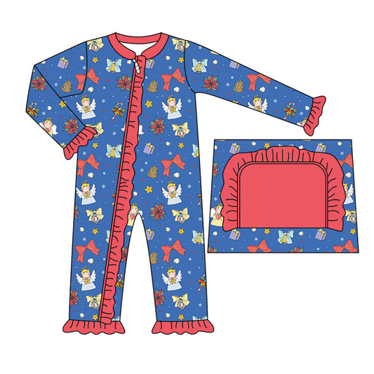 Baby Infant Girls Christmas Angels Zip Rompers preorder(moq 5)