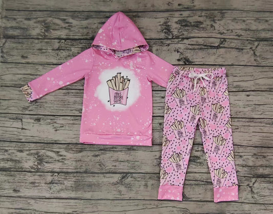 Baby Girls Pink Valentines Chips Hooded Tops Pants Clothes Sets