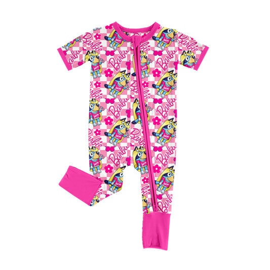 Baby Girls Doll Flowers Dogs Zip Rompers preorder(moq 5)