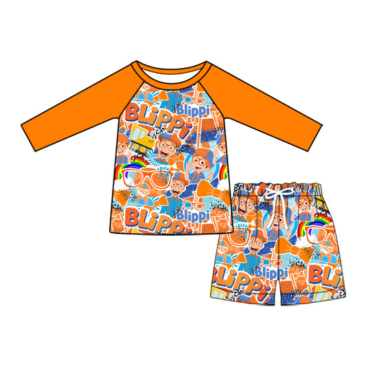 Preorder (moq 5)Baby Boys Teacher Bli Long Sleeve Top Two Pieces Swimsuits