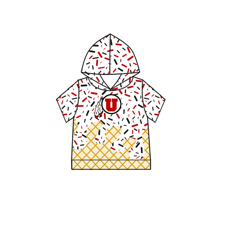 Preorder (moq 5)Baby Boys Drip Sprinkles Utah Utes Team Short Sleeves Hoodies Top