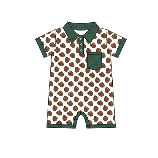 Preorder(moq 5)Baby Infant Boys Summer Baseball Pocket Rompers