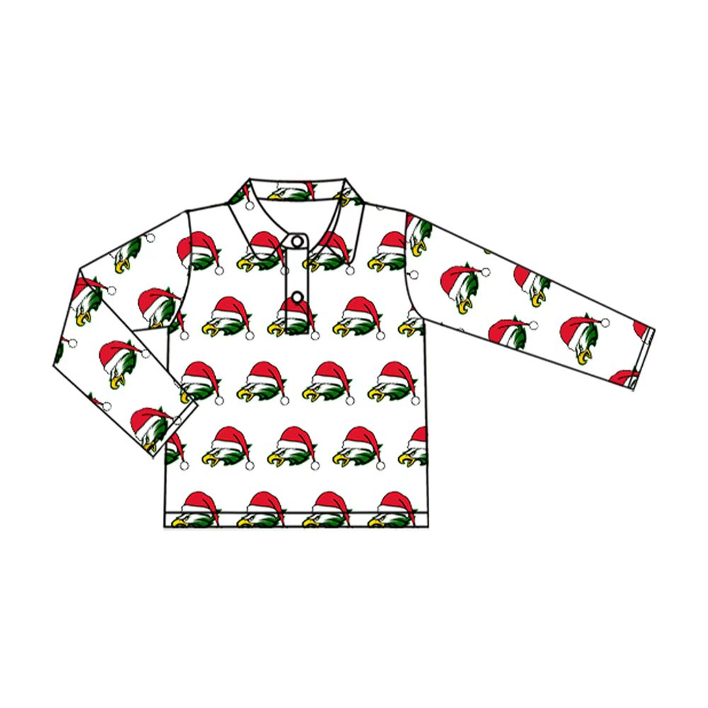 Preorder (moq 5)Baby Kids Eagle Team Christmas Buttons Pullovers Tops