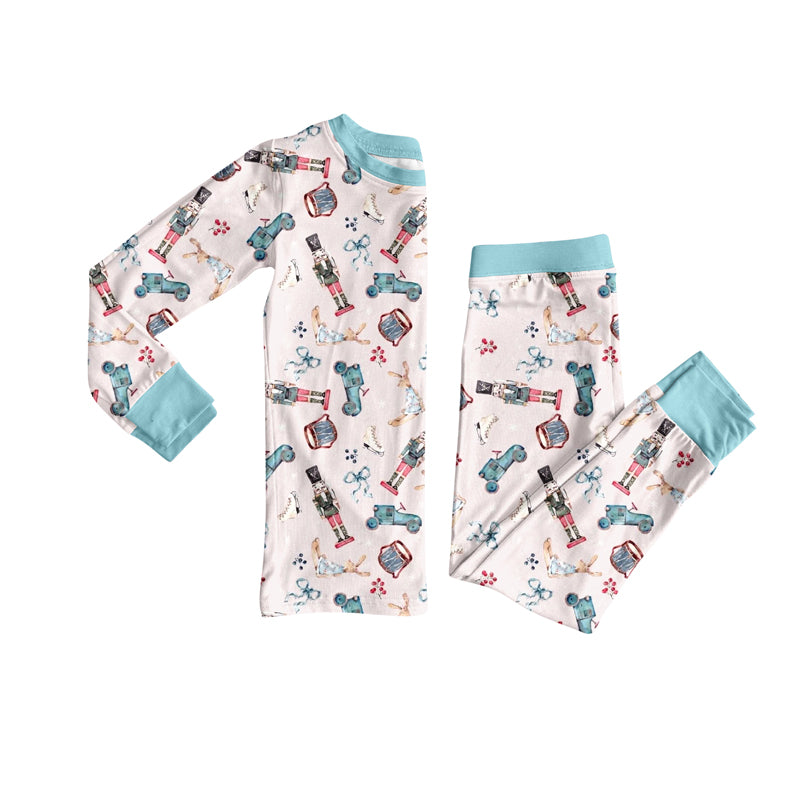Preorder (moq 5)Baby Girls Soldiers Bows Plaid Top Pant Western Pajamas Set