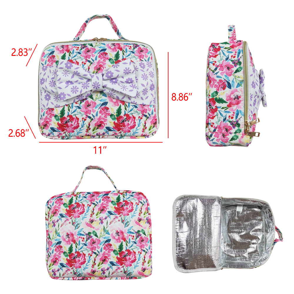 Girls Back To School Small Flowers Back Bags Lunch Boxes