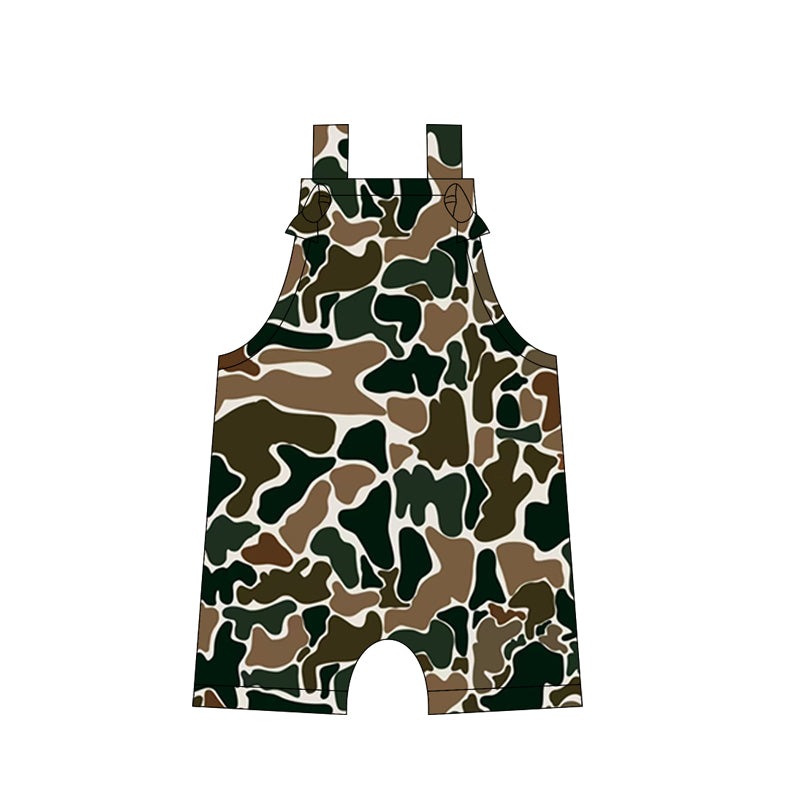 Preorder moq 5 Baby Boys Straps Duck Brown Camouflage Rompers
