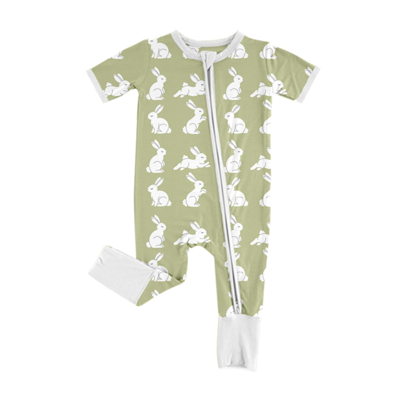 Preorder(moq5)  Baby Clothes High-Quality Easter Bunny Print Short Sleeve Romper