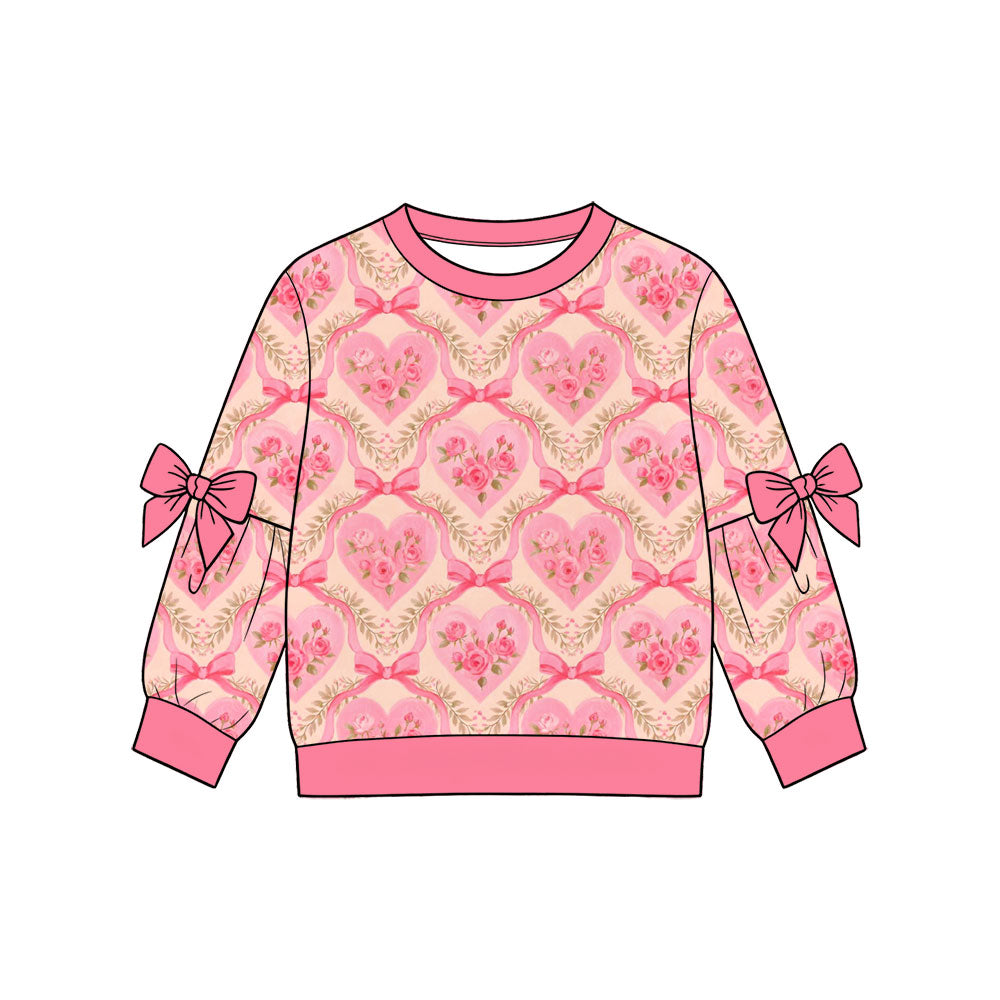 Preorder (moq 5) Baby Girls Long Sleeve Flowers Bows Hearts Love Valentines T-shirts Top