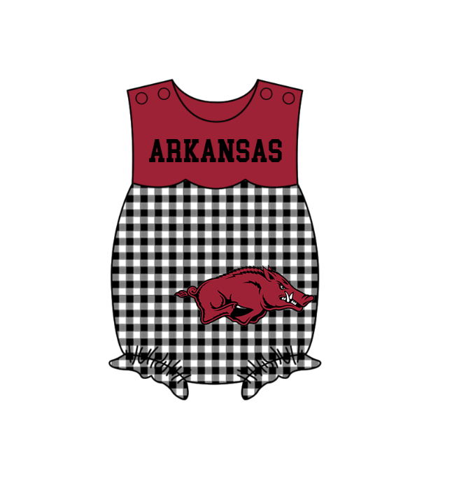 Preorder (moq 5)Baby Girls Sleeveless Arkansas Ruffle Rompers