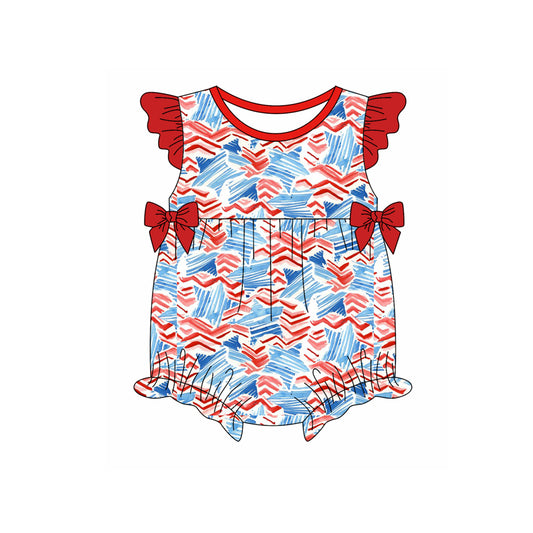 Preorder(moq 5)Baby Infant Girls 4th Of July Stars Summer Rompers