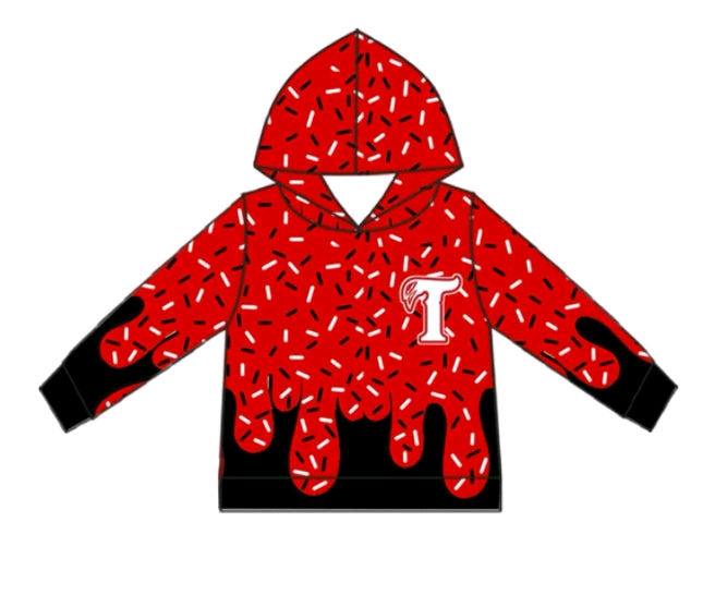 Preorder moq 5 Baby Boys Red T Team Drips Hooded Tops
