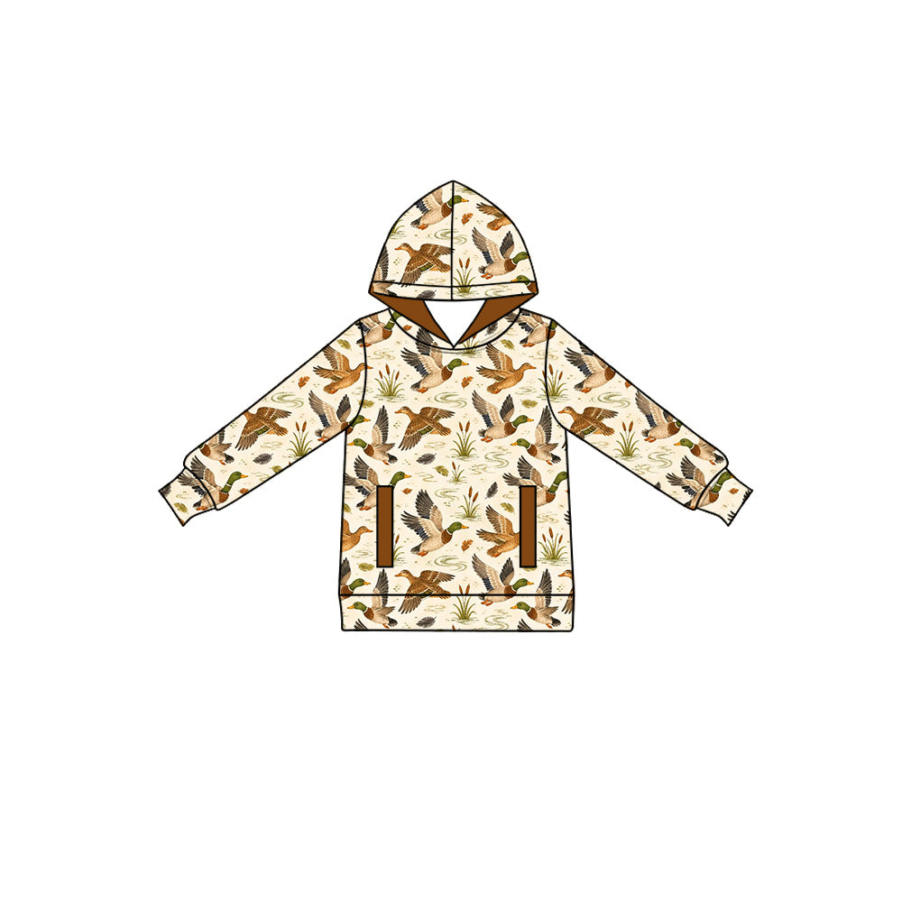 Preorder (moq 5) Baby Boy Colorful Duck Cattail Print Long Sleeve Hoodie