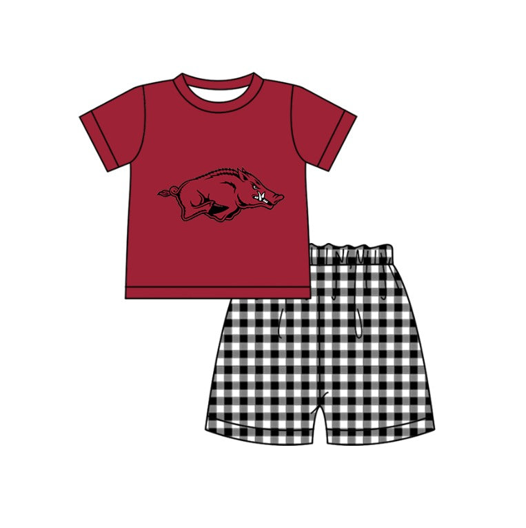 Preorder moq 5 Baby Boys Arkansas Top Checked Short Team Clothes Set