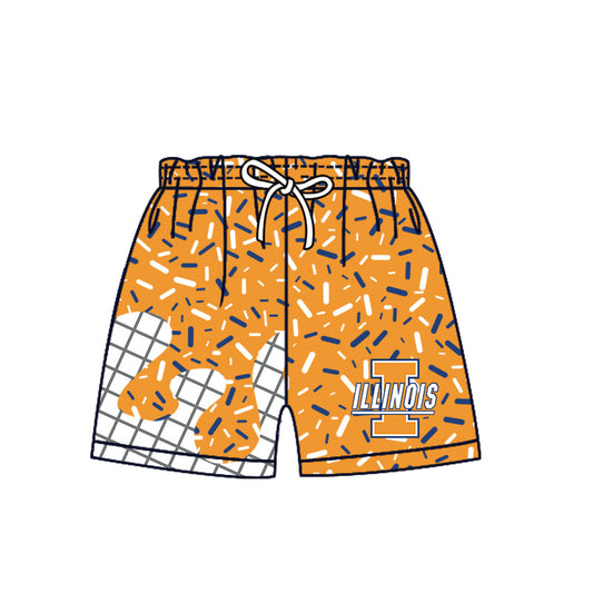Preorder (moq 5)Baby Boys Orange Sprinkles Drip Illinois Shorts Bottom