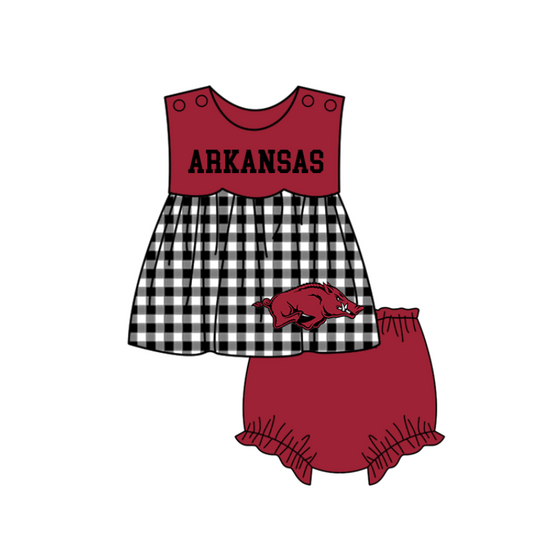 Preorder moq 5 Baby Girls Arkansas Tunic Bummies Short Team Clothes Set
