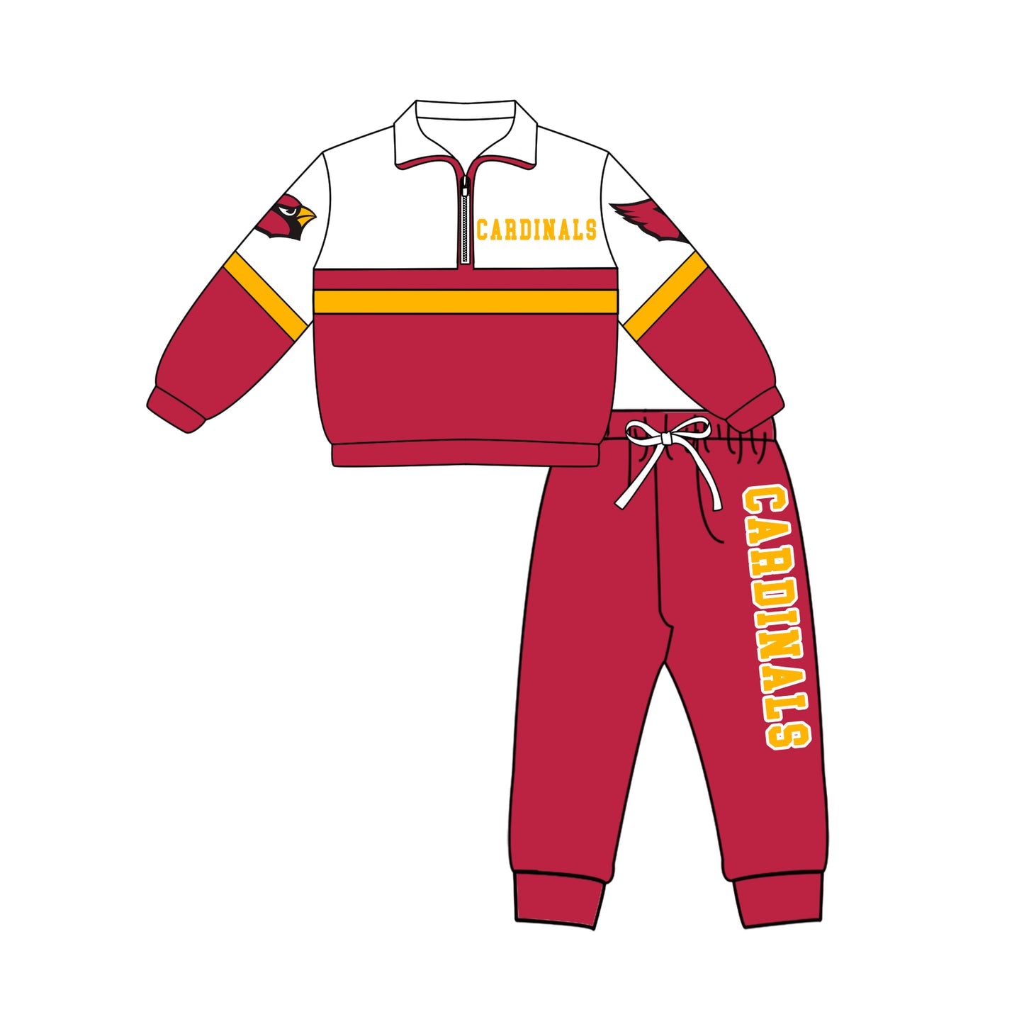 Preorder (moq 5)Baby Boys Cardinals Zip Pullovers Jogger Team Clothes Set
