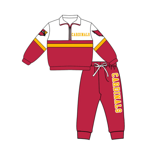 Preorder (moq 5)Baby Boys Cardinals Zip Pullovers Jogger Team Clothes Set