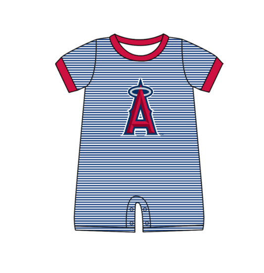 Preorder (moq 5)Baby Boys Short Sleeve Atlanta Braves Stripe Team Rompers