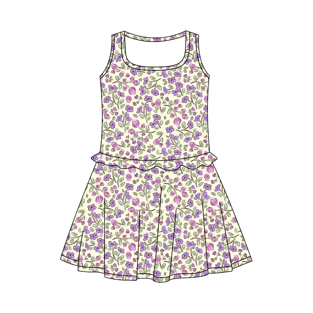 Preorder (moq 5)Baby Girls Sleeveless Colorful Flowers Knee Length Dresses