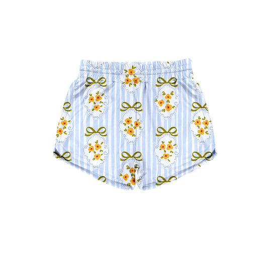 Preorder (moq 5)Baby Girls Blue Stripe Flowers Shorts Bottom
