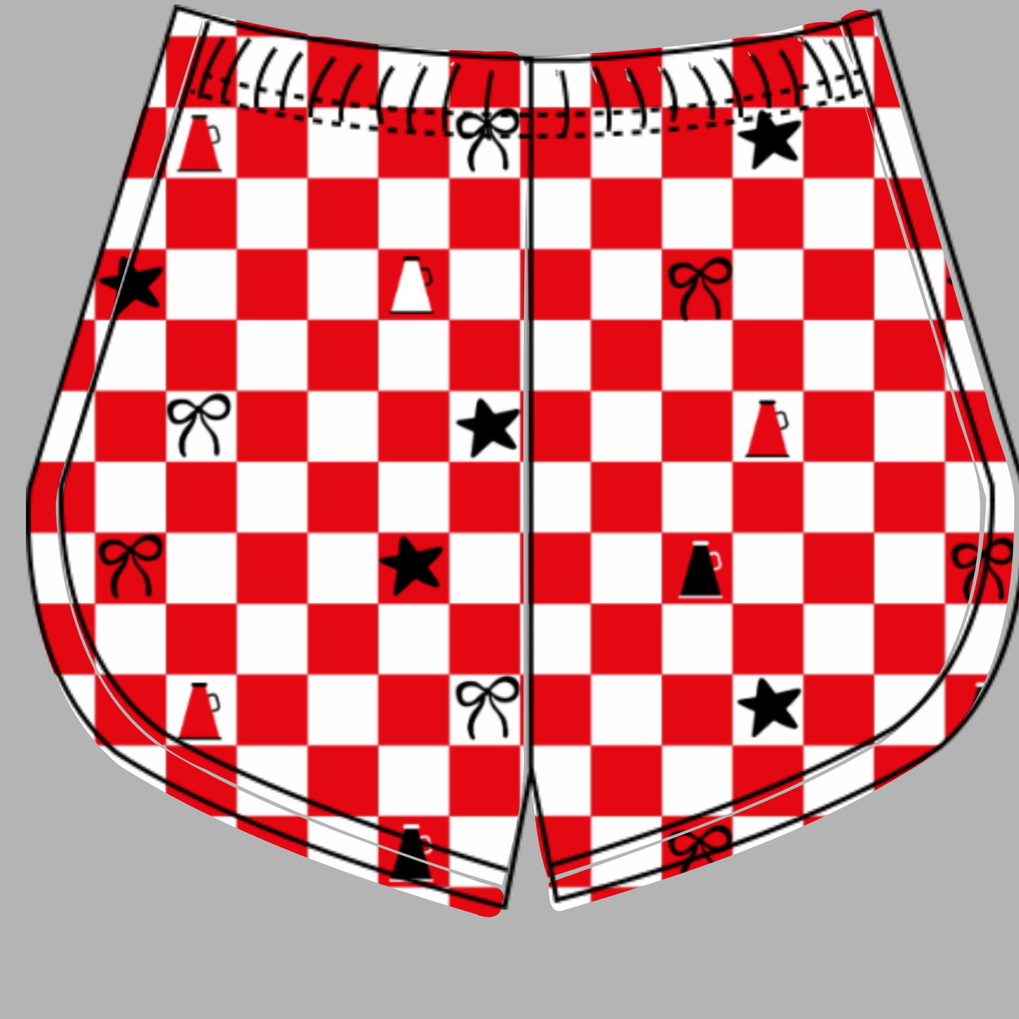 Preorder (moq 5)Baby Girls White Orange Checked Cheer Team Shorts Bottoms