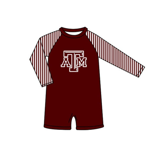 Preorder moq 5 Baby Boys Red Stripe Long Sleeve ATM Team Swimsuits