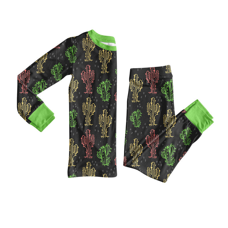 Preorder(moq 5) Baby Boys Colorful Cactus Top Pants Western Pajamas Sets