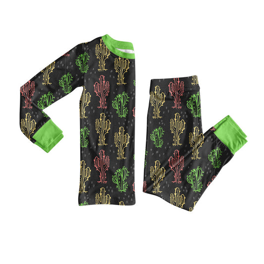 Preorder(moq 5) Baby Boys Colorful Cactus Top Pants Western Pajamas Sets