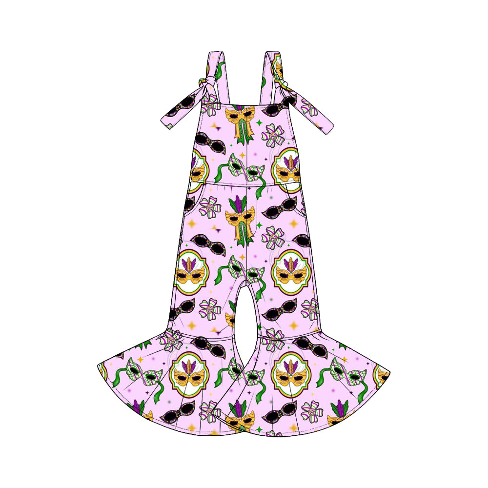 Pre-order(moq5)  Cute Girls Easter Sleeveless Tie Strap Flared Jumpsuit with Pockets
